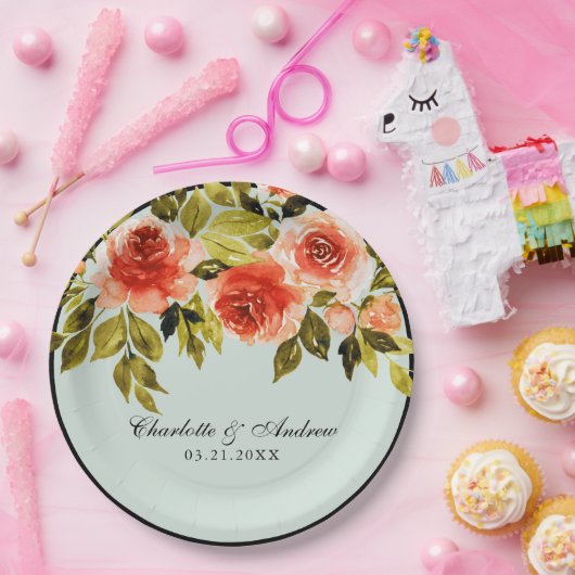 Romantische Hochzeit mit Rot und Grün Pappteller (Party)