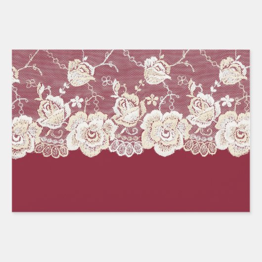 Romantische Hochzeit mit Roter Creme Geschenkpapier Set (Vorderseite)