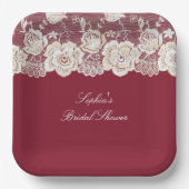 Romantische Hochzeit mit Roter Creme Pappteller (Vorderseite)