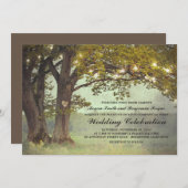 Romantische Hochzeit mit Rustikalem Eichenbaum Einladung (Vorne/Hinten)