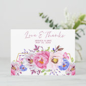 Romantische Hochzeit mit Wasserfarben dank Karte (Stehend Vorderseite)