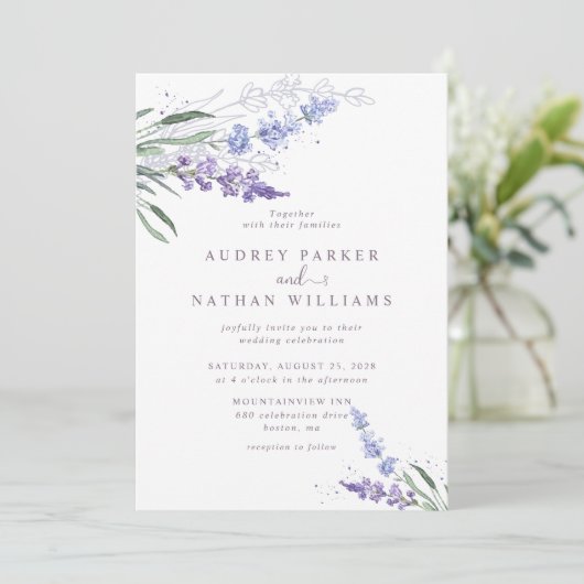 Romantische Hochzeit mit Wasserfarben Einladung (Stehend Vorderseite)