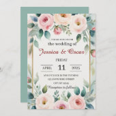 Romantische Hochzeit mit Wasserfarben Einladung (Vorne/Hinten)