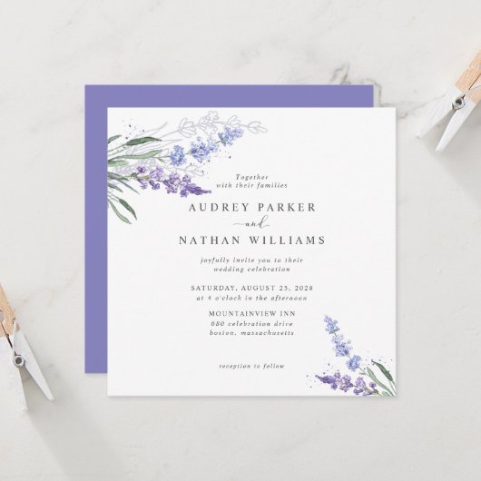 Romantische Hochzeit mit Wasserfarben Einladung (Vorderseite/Rückseite Beispiel)