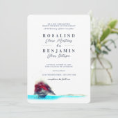 Romantische Hochzeit mit Wasserfarbensegeln Einladung (Stehend Vorderseite)