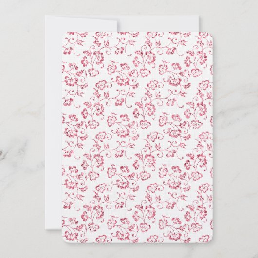 Romantische Hochzeit mit weißem Rosa Glitzer Einladung (Rückseite)