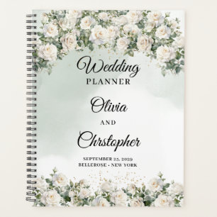 Romantische Hochzeit mit weißer Rose und Grün Planer