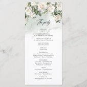 Romantische Hochzeit mit weißer Rose und Grün Programm (Rückseite)