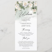 Romantische Hochzeit mit weißer Rose und Grün Programm (Vorderseite)