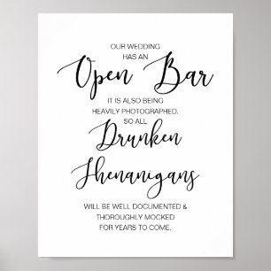 Romantische Hochzeit Offene Bar, betrunkene Sennig Poster