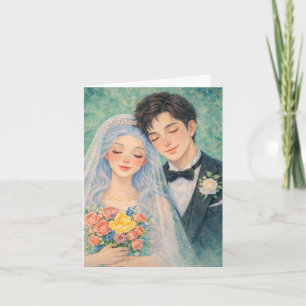 Romantische Hochzeit Paare Wasserfarben Illustrati Einladung