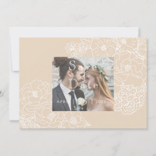 Romantische Hochzeit-Pfingstrosen Elfenbeinweiß Fo Save The Date