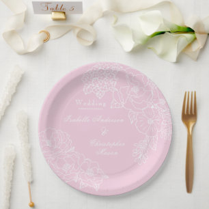 Romantische Hochzeit Pfingstrosen Rosa Pappteller
