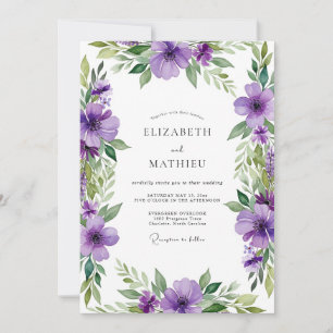 Romantische Hochzeit Purple Bloom Einladung