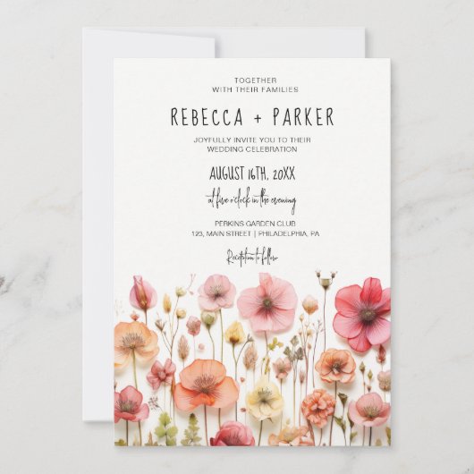 Romantische Hochzeit qr Code UAWG auf der Rückseit Einladung (Vorderseite)