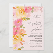 Romantische Hochzeit Rosa Foto Einladung (Vorderseite)