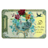 Romantische Hochzeit, Rose Blumendatum Gelb Gerett Magnet (Horizontal)