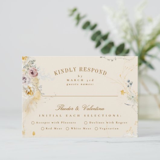 romantische Hochzeit RSVP Karte (Stehend Vorderseite)