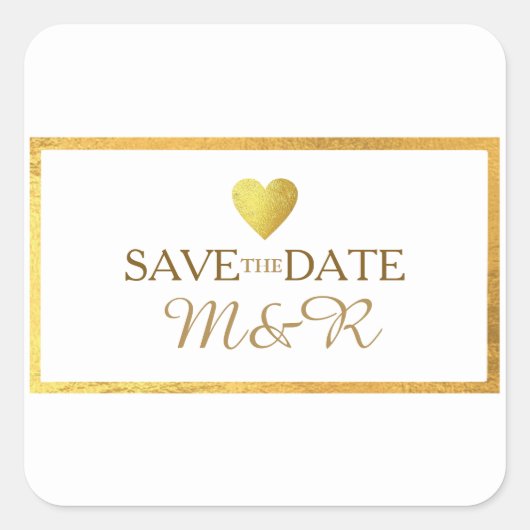 romantische Hochzeit speichern Sie das Datum Quadratischer Aufkleber (Vorderseite)