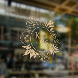 Romantische Hochzeit tropischer Vegetation Fensteraufkleber