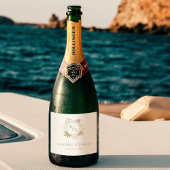 Romantische Hochzeit tropischer Vegetation Schaumweinetikett