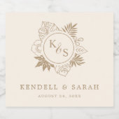 Romantische Hochzeit tropischer Vegetation Schaumweinetikett (Einzelnes Label)