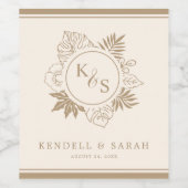 Romantische Hochzeit tropischer Vegetation Weinetikett (Einzelnes Label)