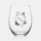 Romantische Hochzeit tropischer Vegetation Weinglas Ohne Stiel (Vorderseite)