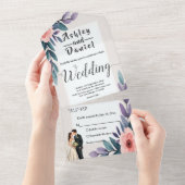 Romantische Hochzeit von Blumen und Groom All In One Einladung (Abreißen)