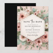 Romantische Hochzeit von Boho Pink Save The Date (Vorne/Hinten)
