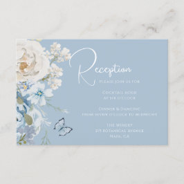 Romantische Hochzeit von Dusty Blue Floral Empfang Begleitkarte