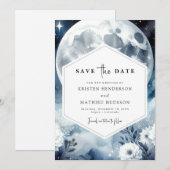 Romantische Hochzeit von Earthy Moonlit Save The Date (Vorne/Hinten)