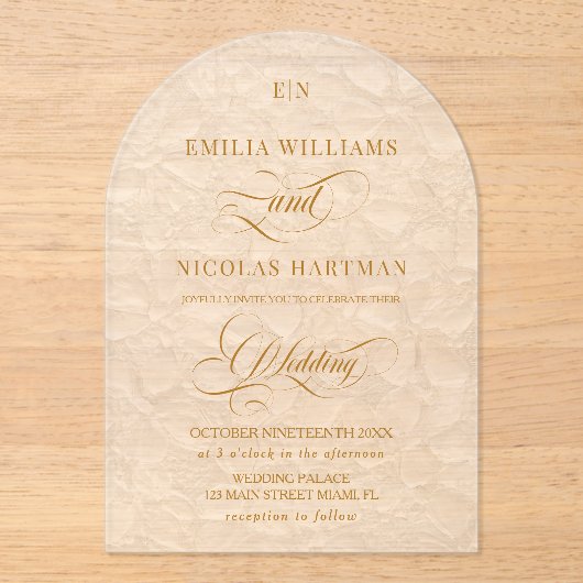 Romantische Hochzeit von Elfenbein Acryleinladungen (Vorderseite)