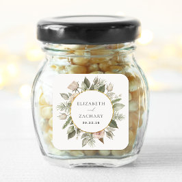 Romantische Hochzeit von Elfenbein Quadratischer Aufkleber