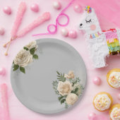 Romantische Hochzeit von Grauen Elfenbein Pappteller (Party)