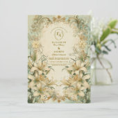 Romantische Hochzeit von Lily Vintage Einladung (Stehend Vorderseite)