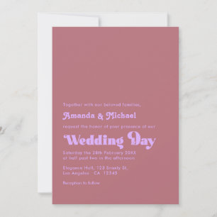 Romantische Hochzeit von Mauve und Rose Gold Typog Einladung