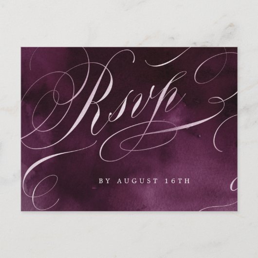 Romantische Hochzeit von Moody plum kalligraphisch Einladungspostkarte (Vorderseite)