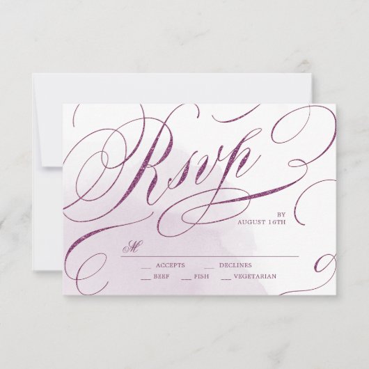 Romantische Hochzeit von Moody plum kalligraphisch RSVP Karte (Vorderseite)