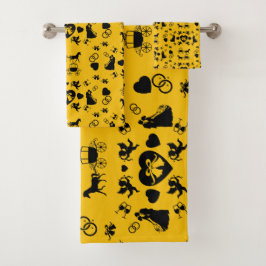 Romantische Hochzeit von Pferd und Kart Badhandtuch Set