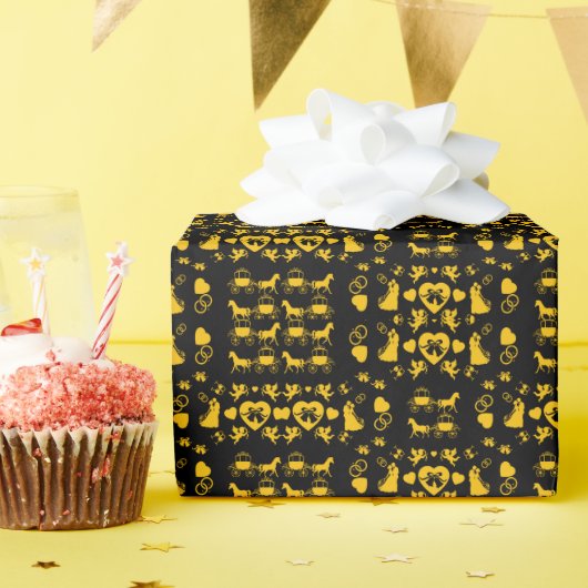 Romantische Hochzeit von Pferd und Kart Geschenkpapier (Geburtstagsparty)
