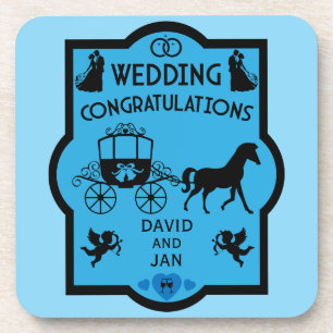 Romantische Hochzeit von Pferd und Kart Getränkeuntersetzer