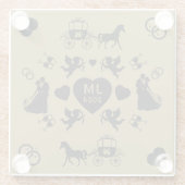 Romantische Hochzeit von Pferd und Kart Glasuntersetzer (Rückseite)