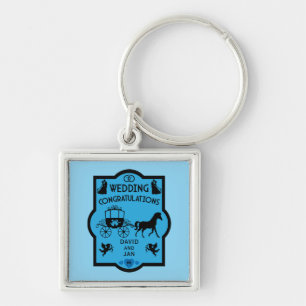 Romantische Hochzeit von Pferd und Kart Schlüsselanhänger