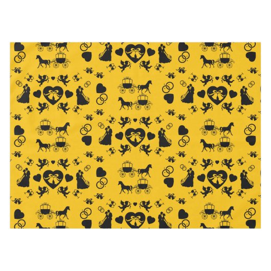 Romantische Hochzeit von Pferd und Kart Tischdecke (Vorderseite (Horizontal))