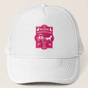 Romantische Hochzeit von Pferd und Kart Truckerkappe