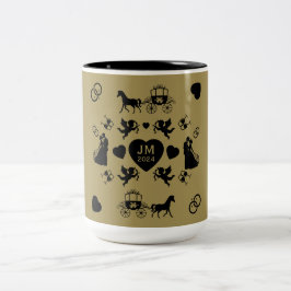 Romantische Hochzeit von Pferd und Kart Zweifarbige Tasse