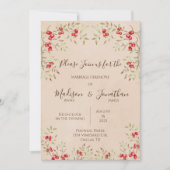 Romantische Hochzeit von Red Berries mit Wasserfar Einladung (Vorderseite)