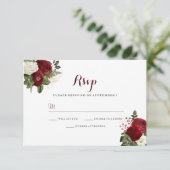 Romantische Hochzeit von Roter Blüte - RSVP Karte (Stehend Vorderseite)