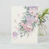 Romantische Hochzeit von Wasserfarbenpeony Hydrang Einladung (Stehend Vorderseite)